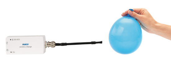 Measuring the charge on a charged balloon using the Wireless Charge Sensor with the E-Field Detector.